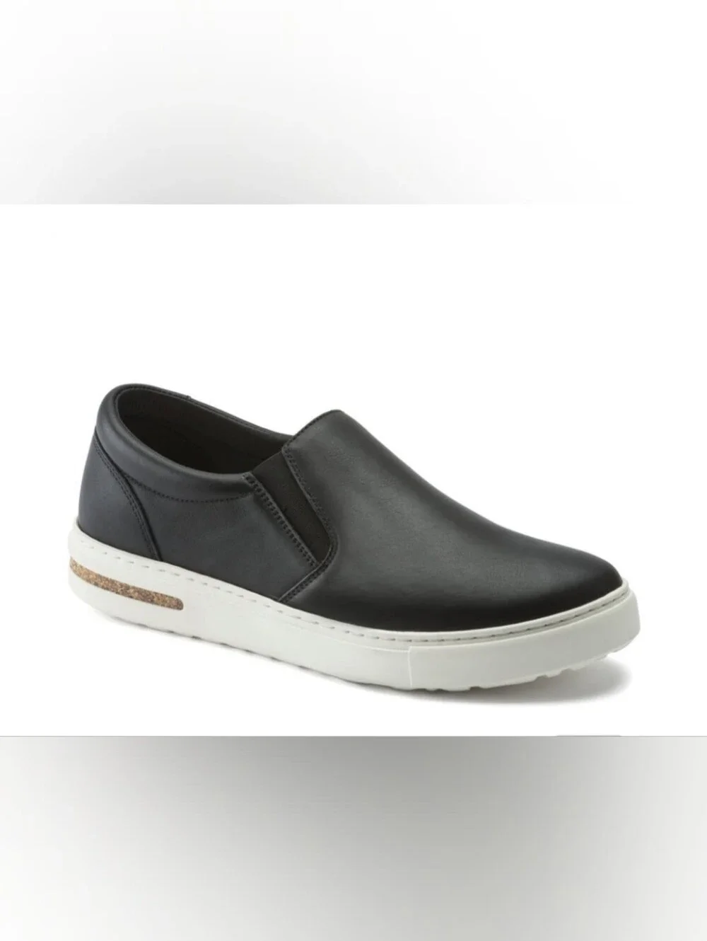 Birkenstock Oswego Women's Black Slip-On Leather Flats with White Sole 6N
